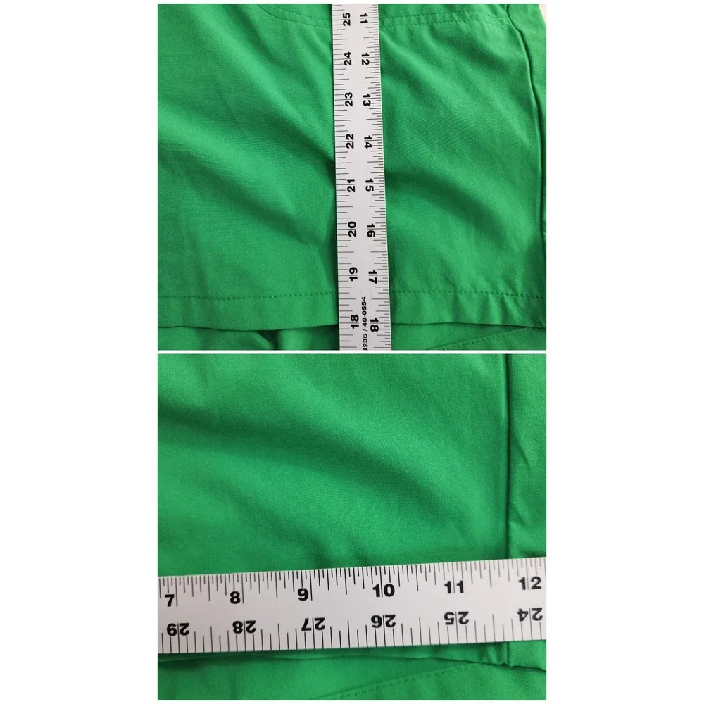 Chico's Zenergy Green Elastic Waist Drawstring Shorts Size 2 US 12 Zipper Pocket